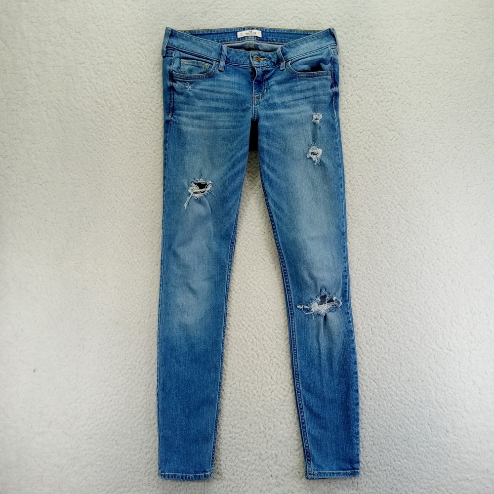Hollister California Womens Jeans Juniors 5R‎ Size 27x31 Blue Distressed Skinny